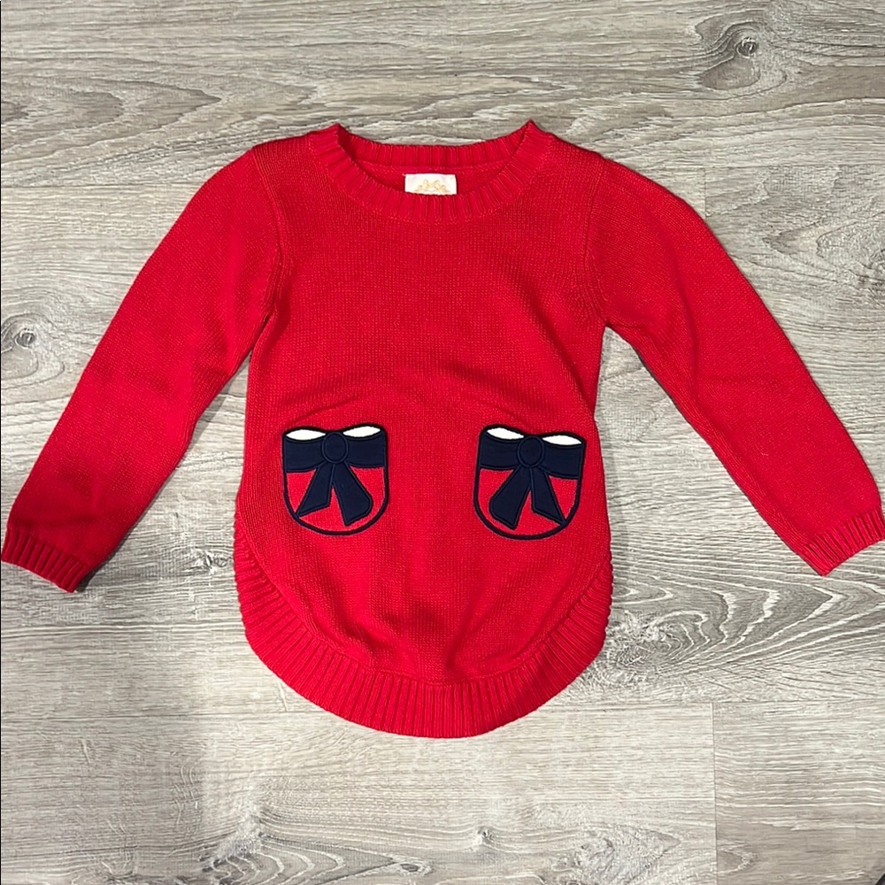 TBBC Red Sweater with Bow Pockets